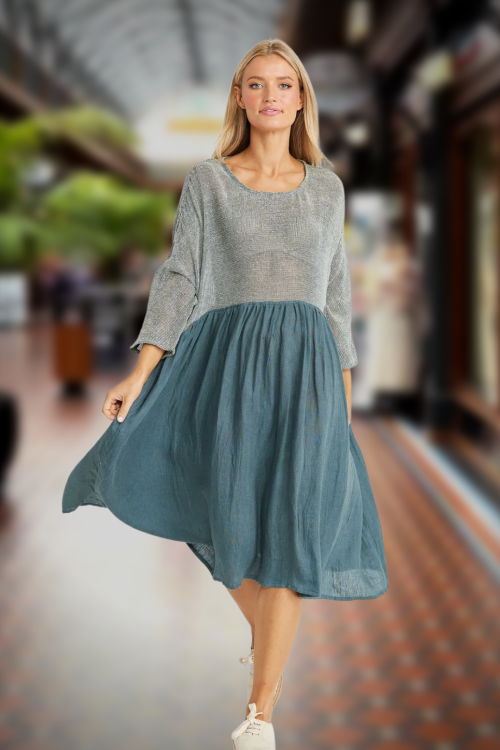 The Shanty Corporation | Nikita Dress | Slate | Linen and Cotton Silk 